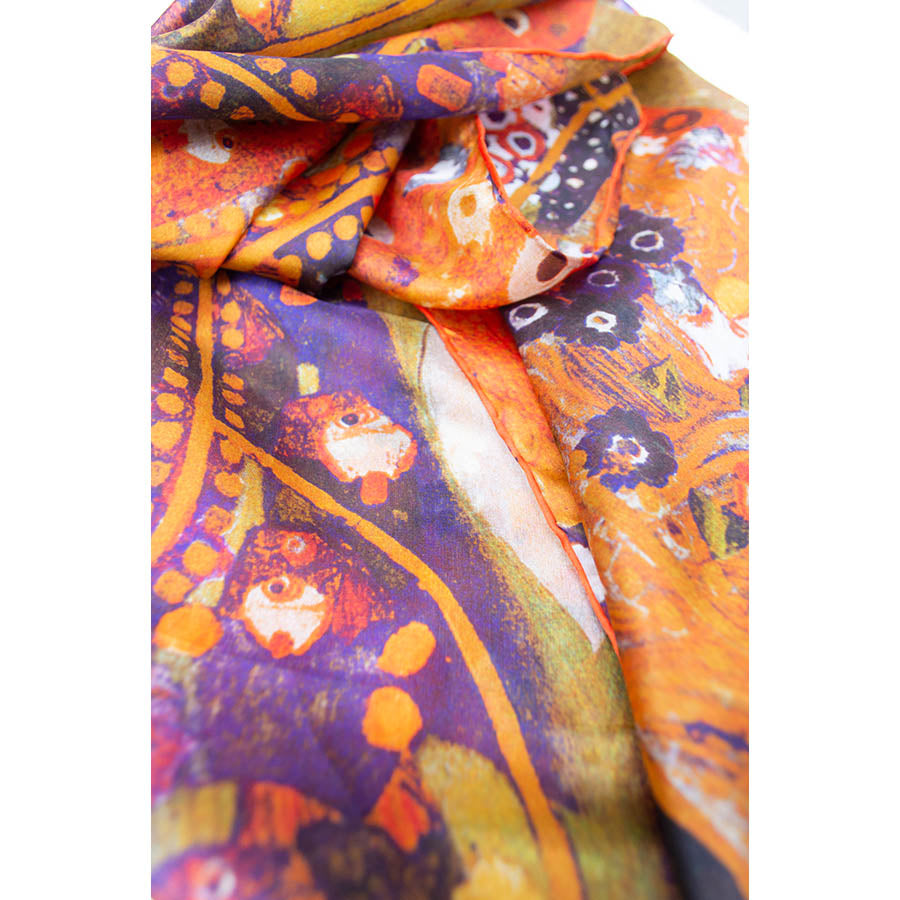 Klimt Water Serpent Silk Habotai Scarf - Detail