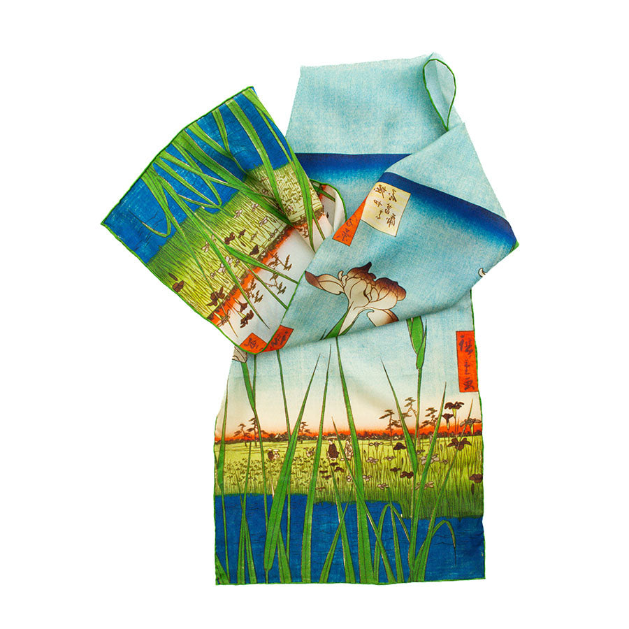 Hiroshige Iris Silk Habotai Scarf - Detail