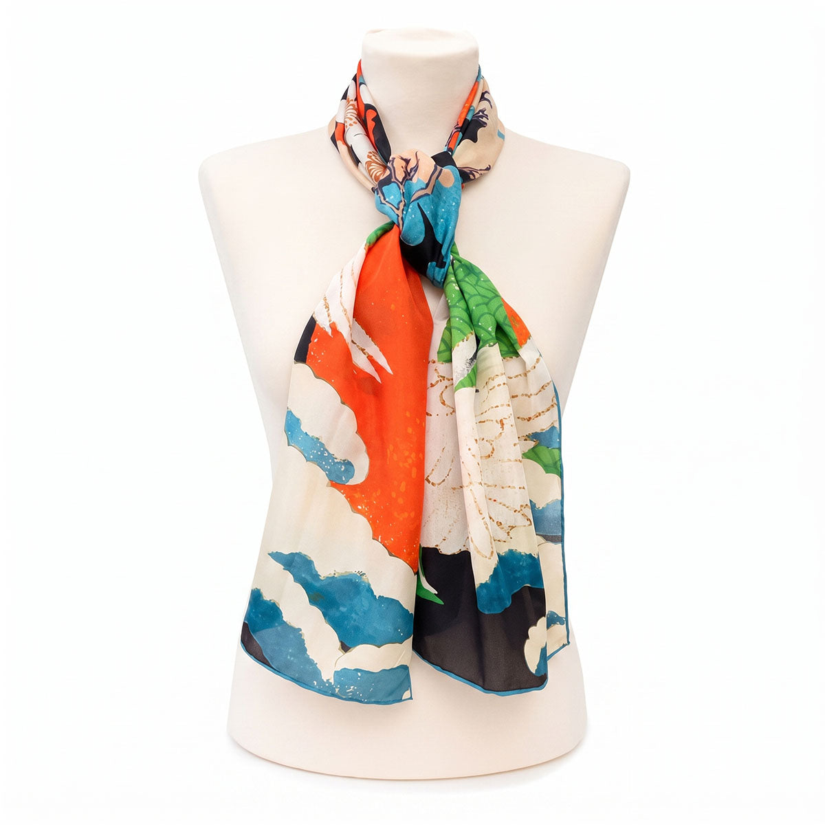 East Asia Cranes Silk Habotai Scarf