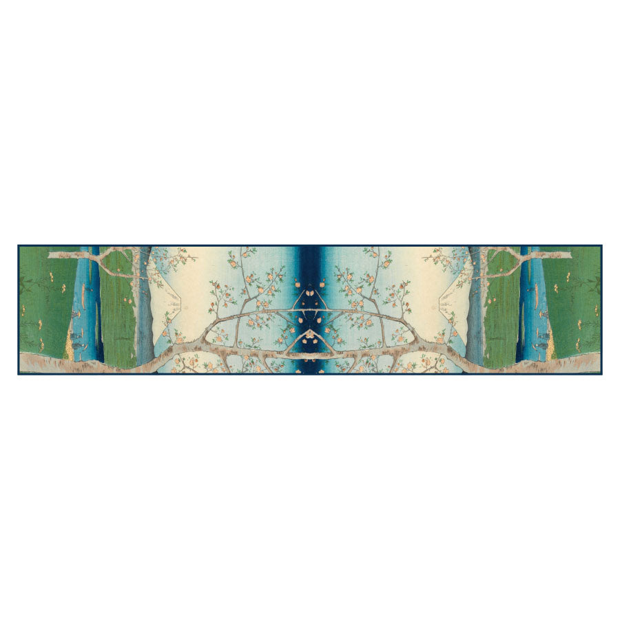Oriental Riverside Silk Habotai Scarf - Flat Artwork