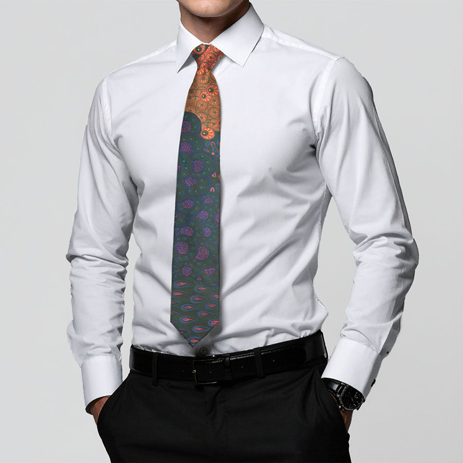 Vittorio Zecchin Green Silk Tie with Model