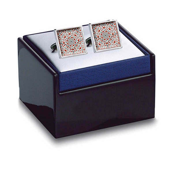 Iznik Tile Red Cuff Links in box