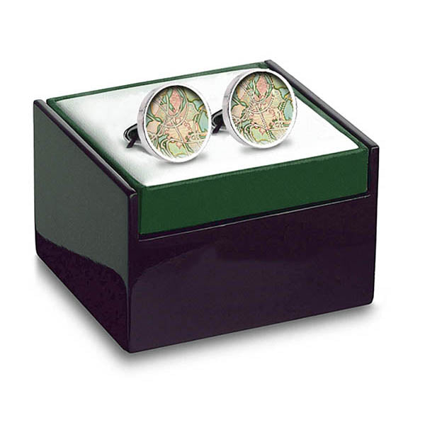 Mucha Wallpaper Cuff Links in box