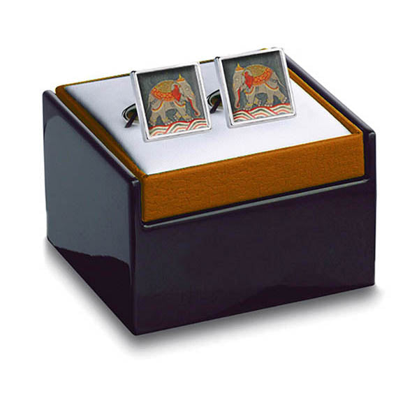 Mughal Elephant Cuff Links in box