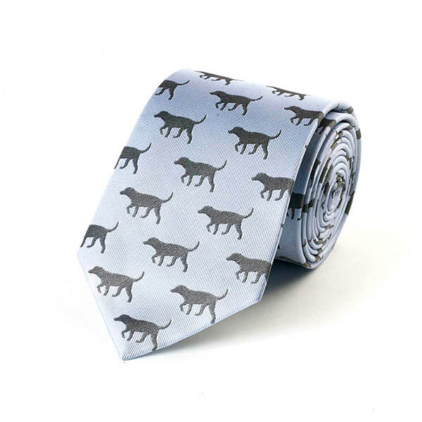 Black Lab Blue Silk Tie