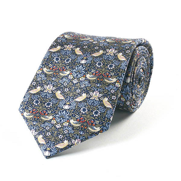 Morris Strawberry Thief Blue Silk Tie