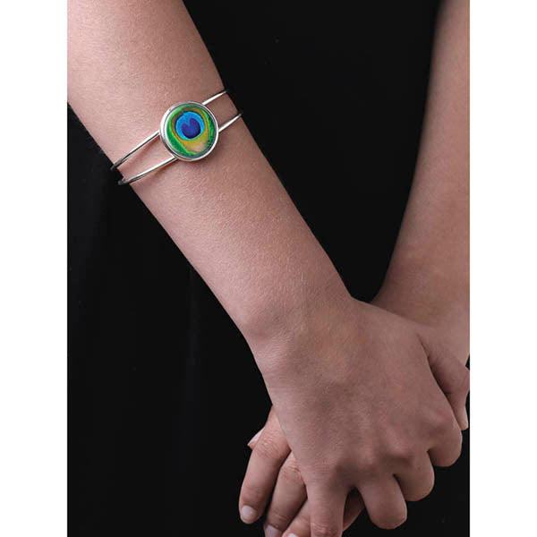 Peacock Feather Bangle - worn