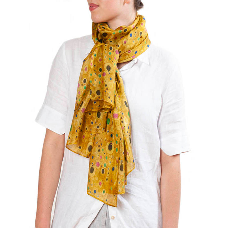 Klimt Gold Habotai Scarf with Model