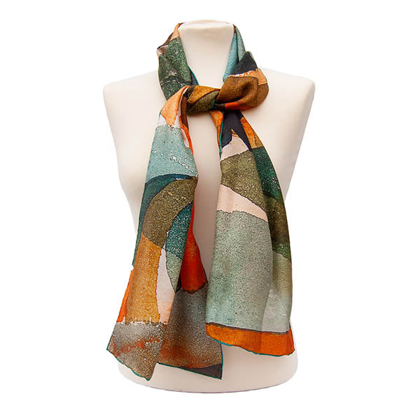 Paul Klee Coral Silk Habotai Scarf