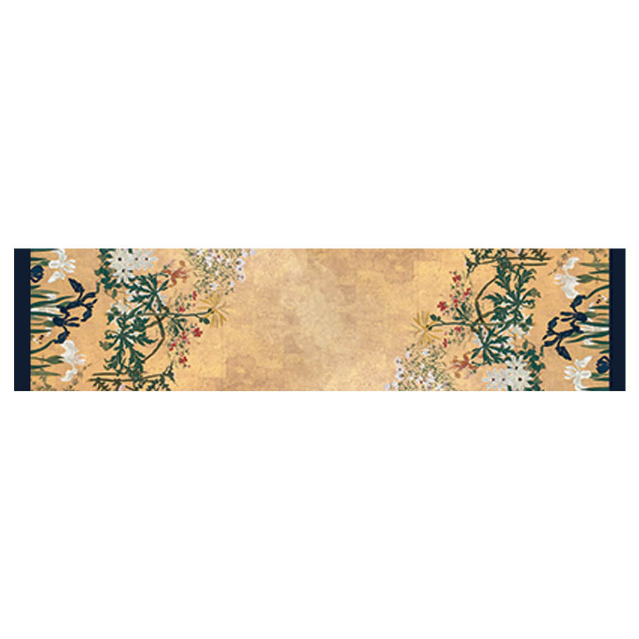 Japanese Iris Silk Habotai Scarf - Flat