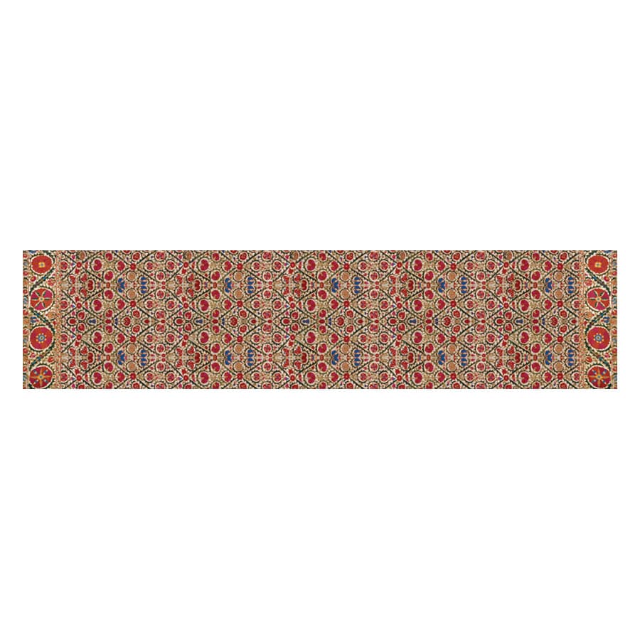 Suzani Red Silk Habotai Scarf - Flat Artwork