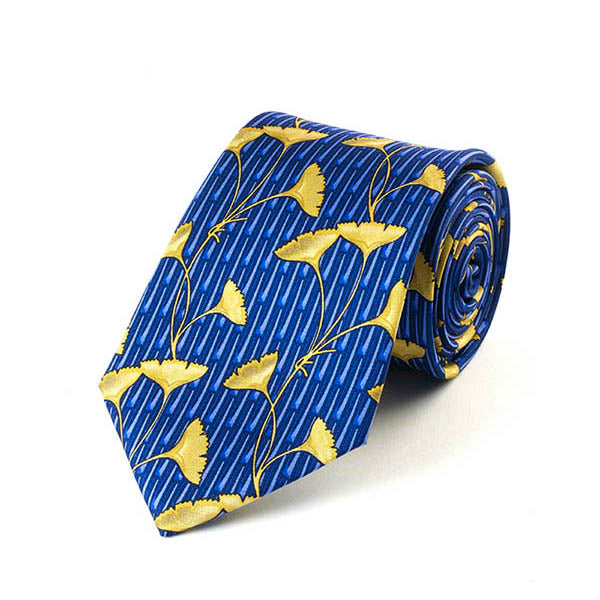 Enamel Ginkgo Leaf Silk Tie