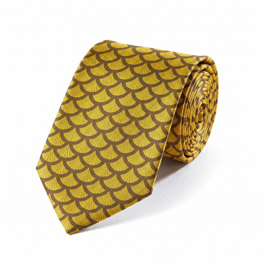 Imperial Russian Scallop Yellow Silk Tie