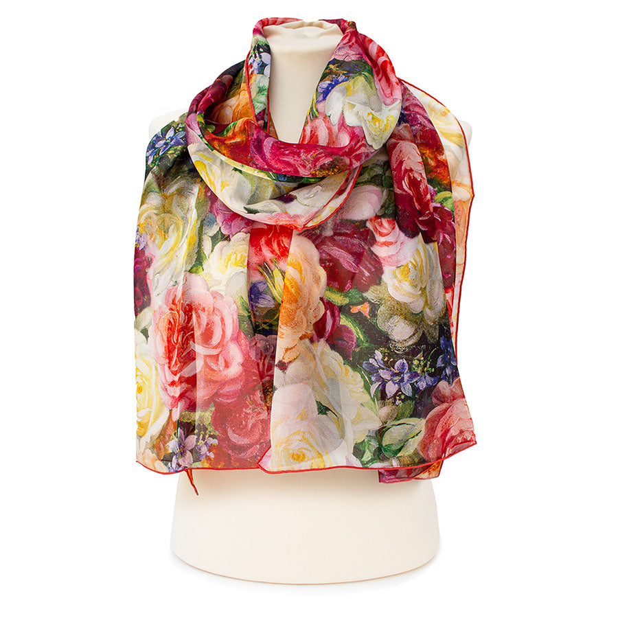 Perfection Roses Silk Chiffon Scarf
