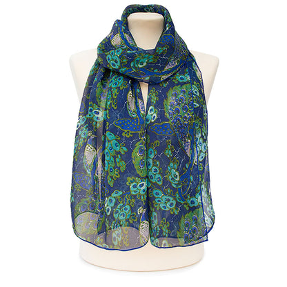 Art Nouveau Peacock Silk Chiffon Scarf