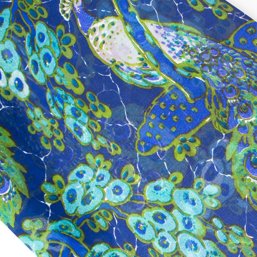 Art Nouveau Peacock Silk Chiffon Scarf - Detail