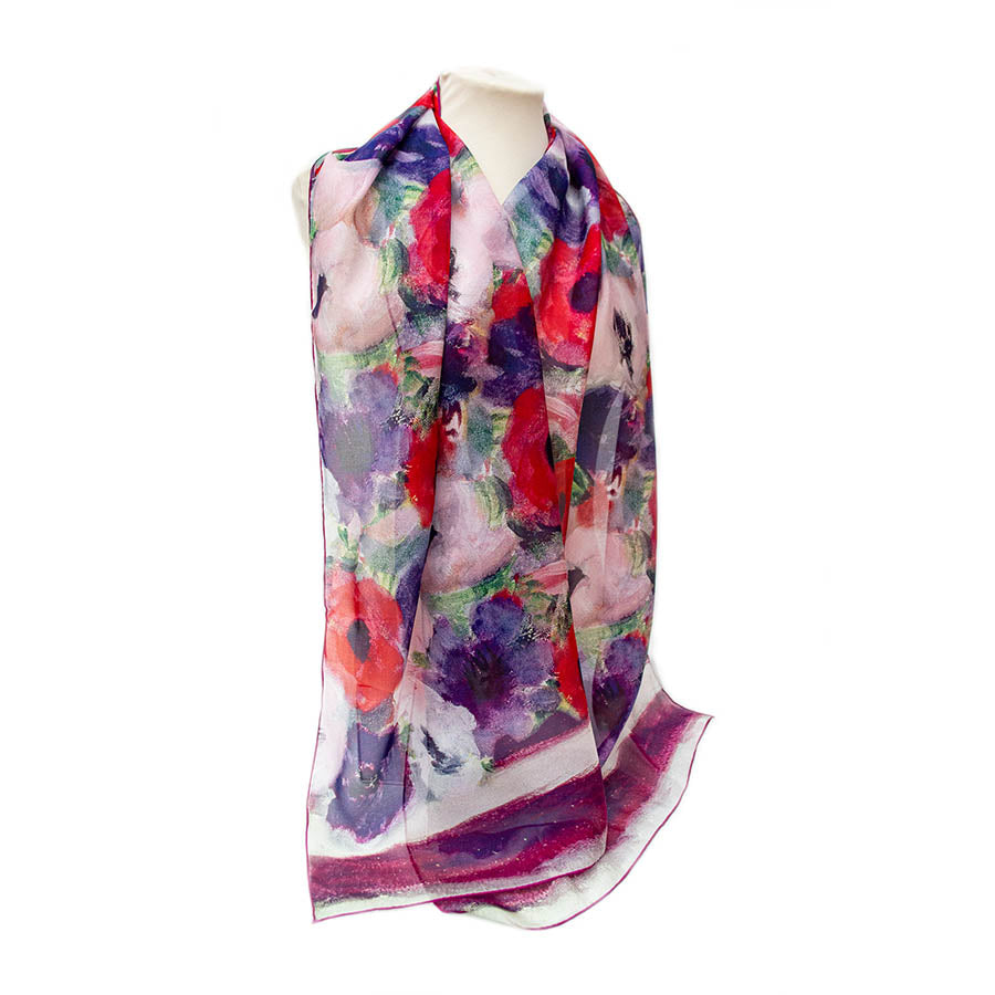 Matisse Anemones Silk Chiffon Scarf - Style 3