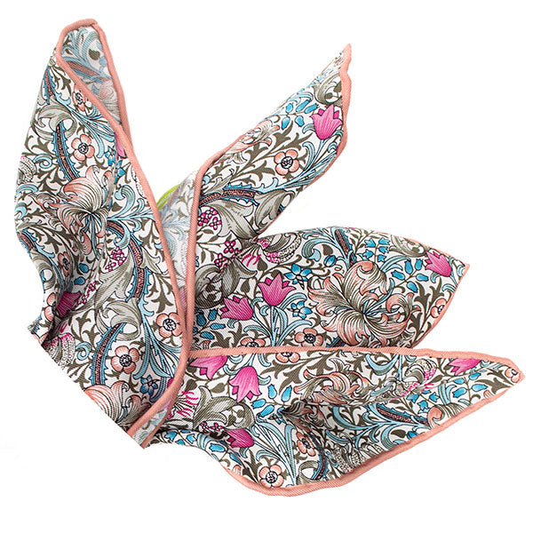 MORRIS GOLDEN LILY PINK POCKET SQUARE