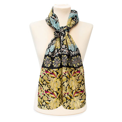 Morris Black Mix Crêpe de Chine Scarf - Style 1