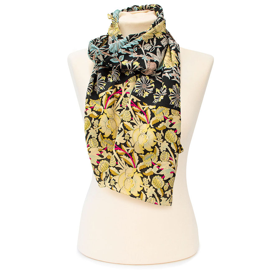 Morris Black Mix Crêpe de Chine Scarf - Style 2