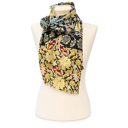Morris Black Mix Crêpe de Chine Scarf - Style 2