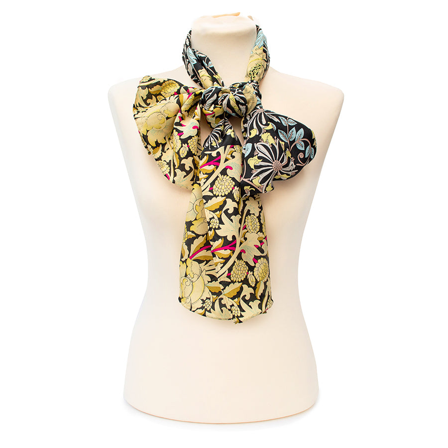 Morris Black Mix Crêpe de Chine Scarf - Style 3