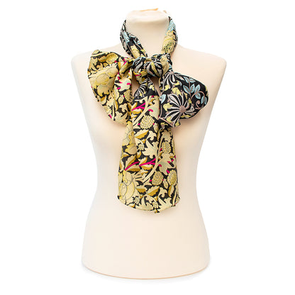 Morris Black Mix Crêpe de Chine Scarf - Style 3
