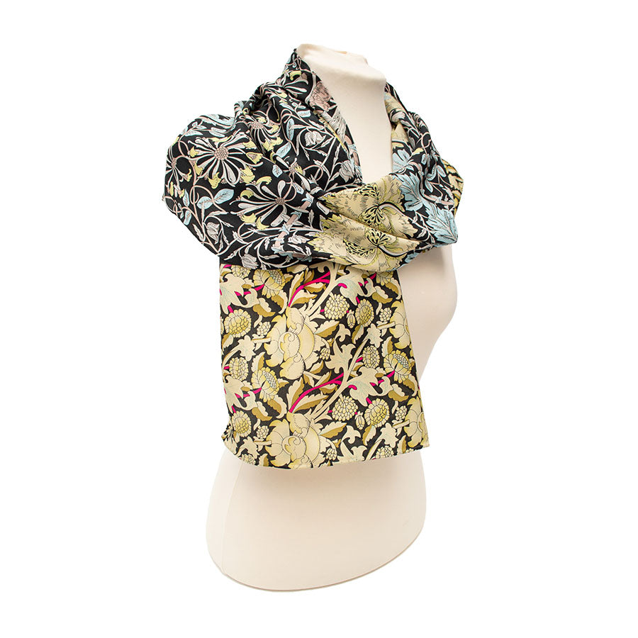Morris Black Mix Crêpe de Chine Scarf - Style 4