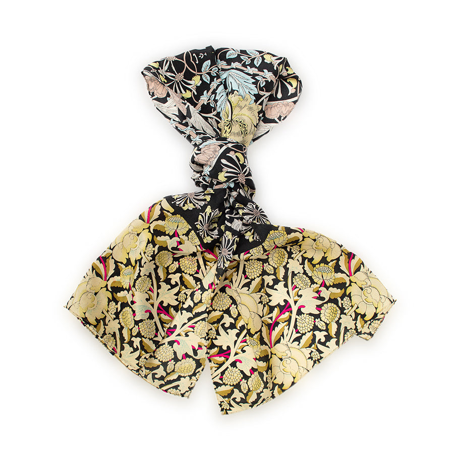 Morris Black Mix Crêpe de Chine Scarf - Detail 1