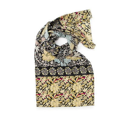 Morris Black Mix Crêpe de Chine Scarf - Detail 2