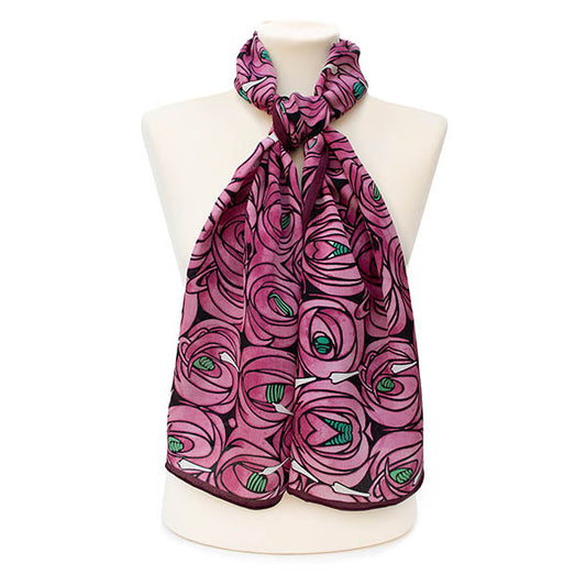 Mackintosh Rose & Teardrop Crêpe de Chine Scarf - Style 1