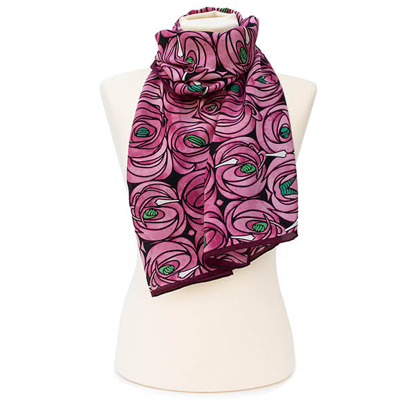 Mackintosh Rose & Teardrop Crêpe de Chine Scarf - Style 2