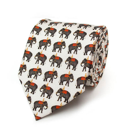 Mughal Elephant Silk Tie