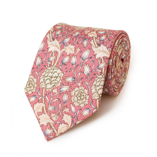Morris Wild Tulip Pink Silk Tie