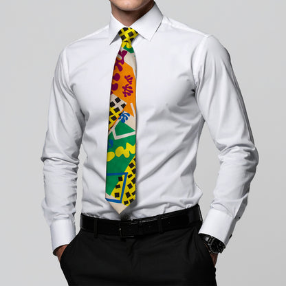 Matisse Orange Silk Tie - With Model