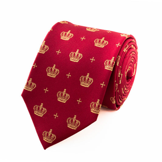 Crowns & Crosses Red Silk Tie
