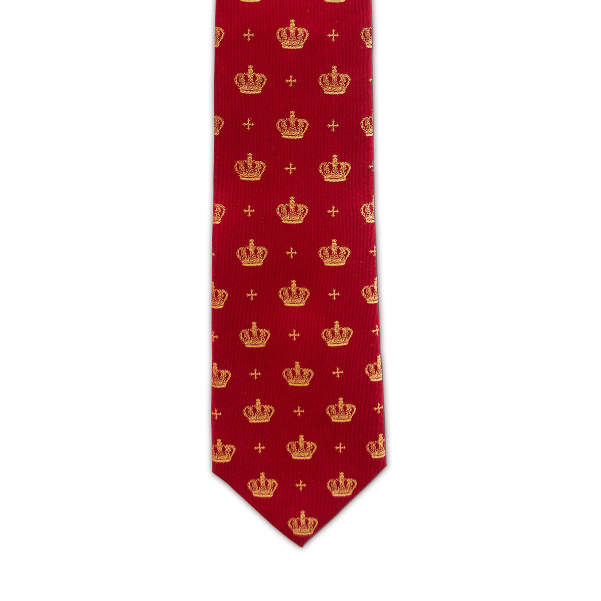 Crowns & Crosses Red Silk Tie 2