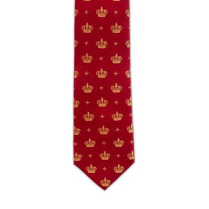 Crowns & Crosses Red Silk Tie 2