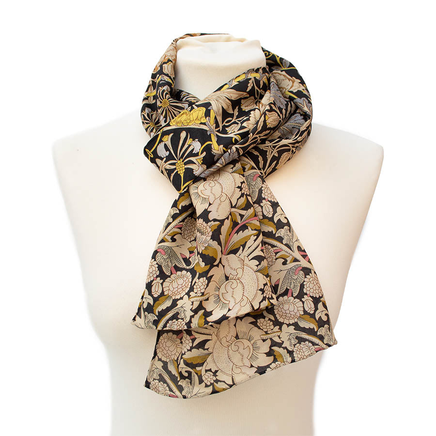 Morris Taupe Mix Crêpe de Chine Scarf -Style 02