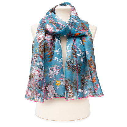 Kilburn Blue Silk Habotai Scarf