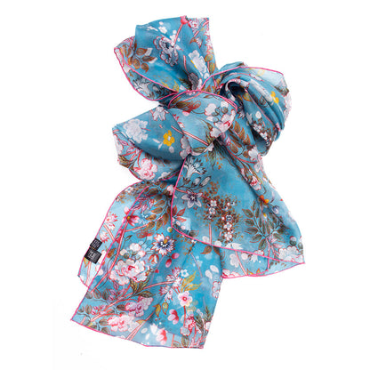 Kilburn Blue Silk Habotai Scarf - 2