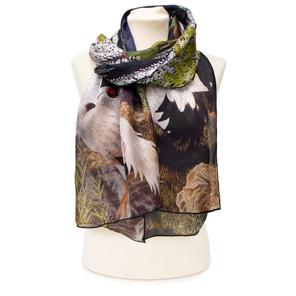 Oriental Wisteria Silk Habotai Scarf - Style 2