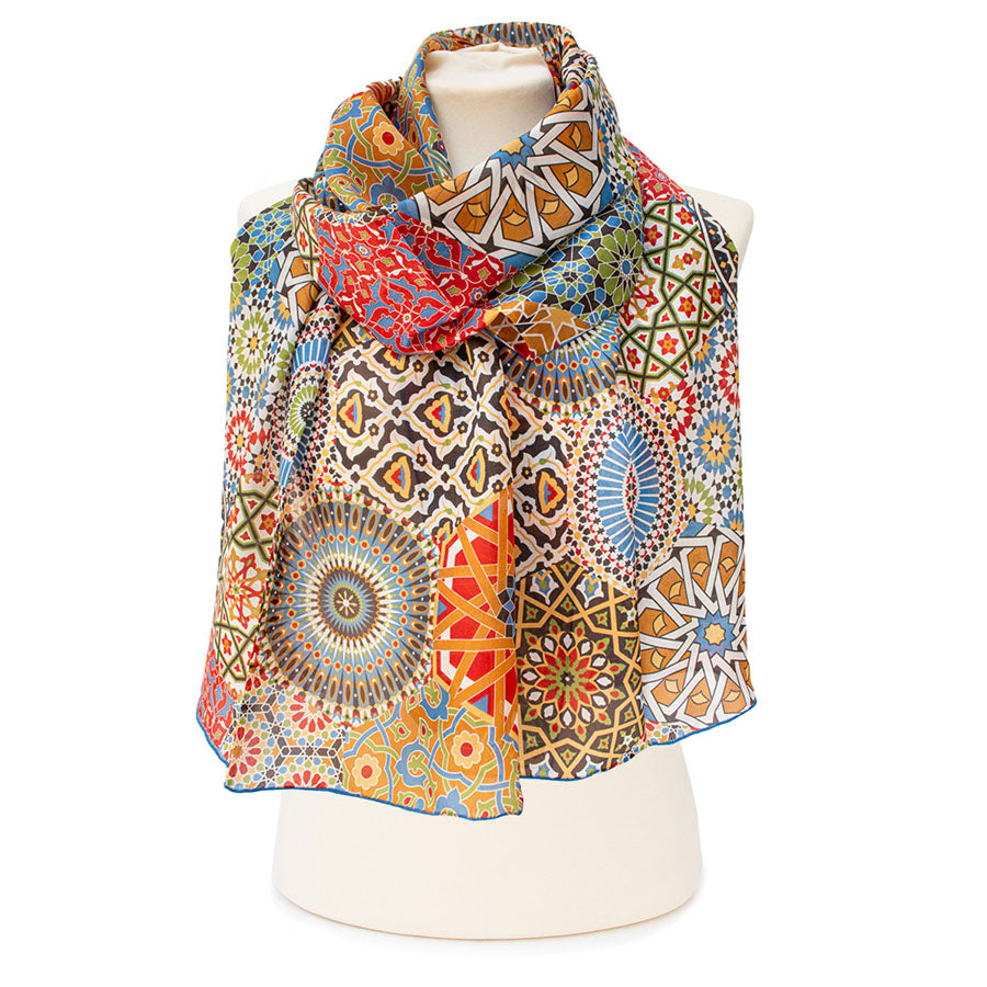 Moroccan Zellige Silk Habotai Scarf