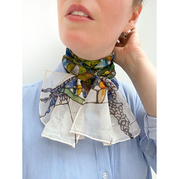 Silk Scarf Scarves for Women 64 x 18 Blue Louis C. Tiffany Iris