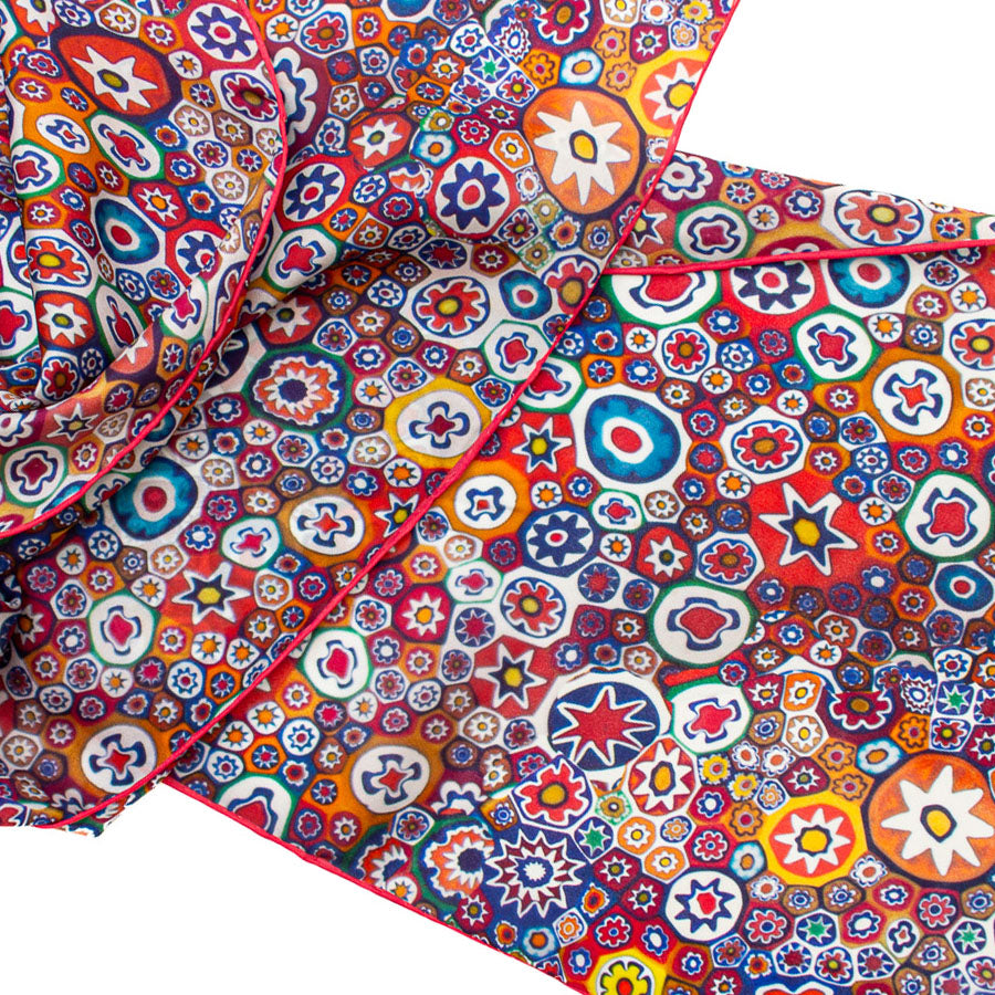 Renaissance Murano Glass Silk Habotai Scarf - Detail