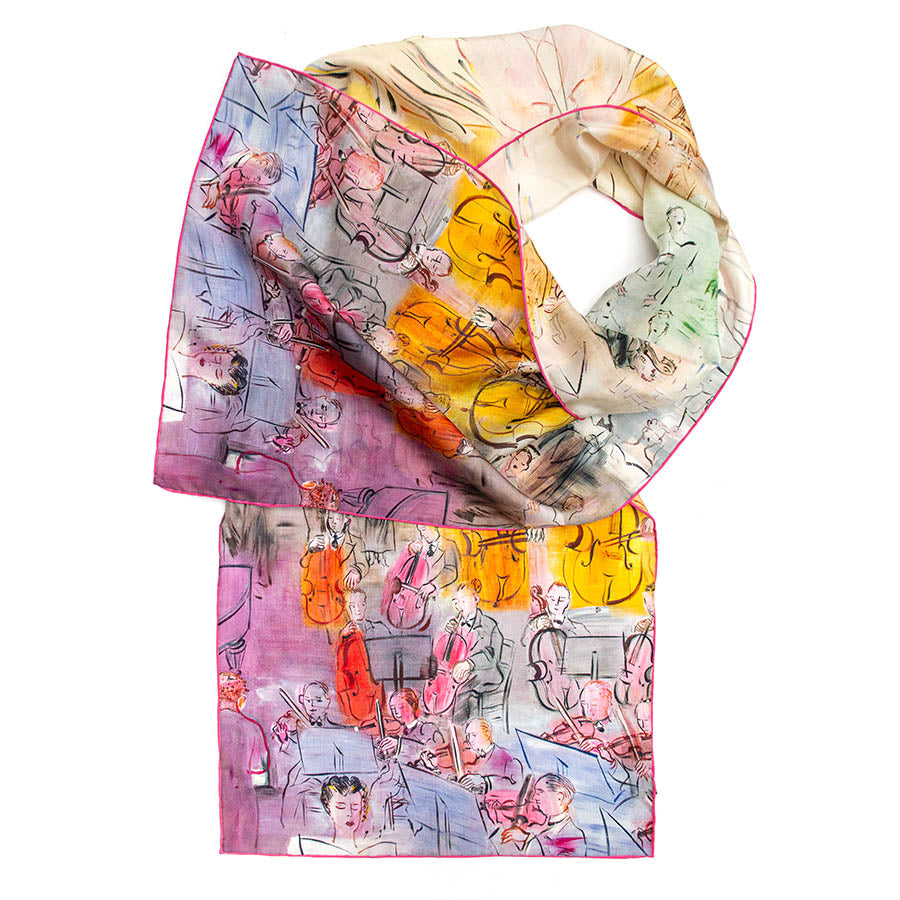 Dufy Orchestra Silk Habotai Scarf
