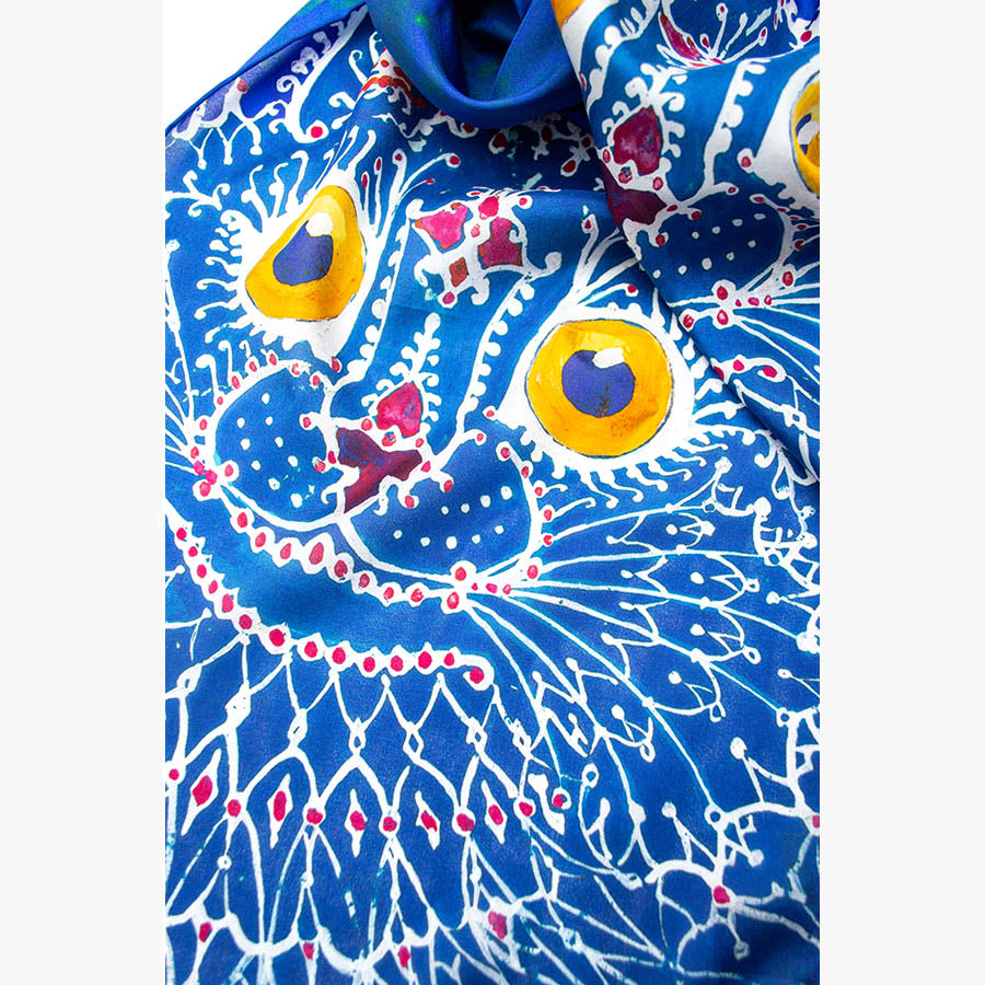 Louis Wain Cat Silk Habotai Scarf - Detail 2