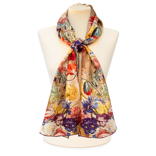 Van Huysum Still Life Silk Habotai Scarf - Style 1