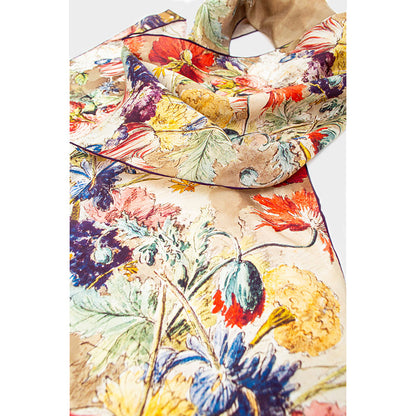 Van Huysum Still Life Silk Habotai Scarf - Detail 2