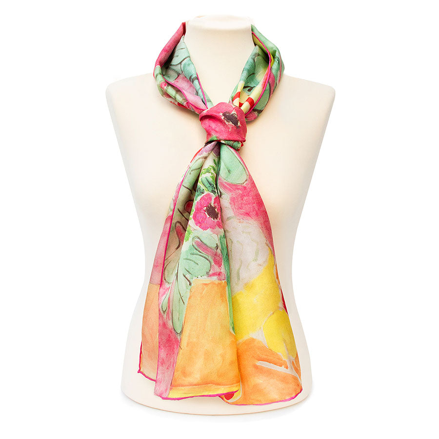 Matisse Pineapple & Flowers Silk Habotai Scarf - Style 01